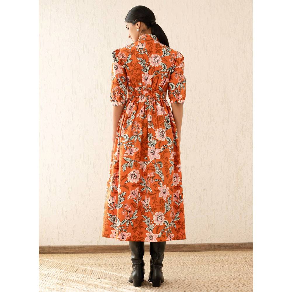NEW BANJANAN marlene midi dress in elisabetta vine spice - Picture 4 of 4